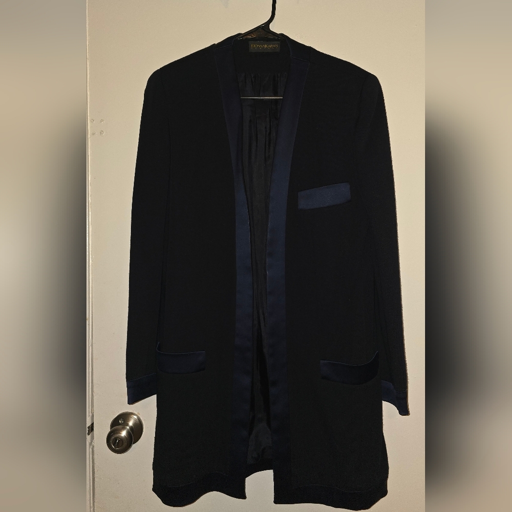 Donna Karan Black Blazer with Navy Accents